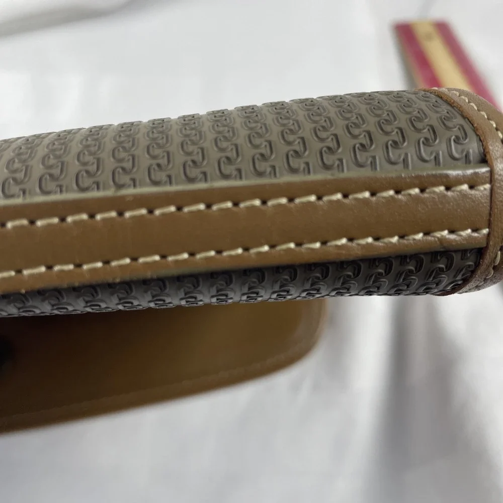 Charles‎ Jourdan Brown Clutch Pouch Bag w Lock Keys Magnetic Zip Closure Japan